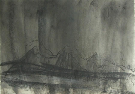 Rum & The Point of Sleat (etching ink & graphite) 20 x 27.5 cm - Jason Hicklin