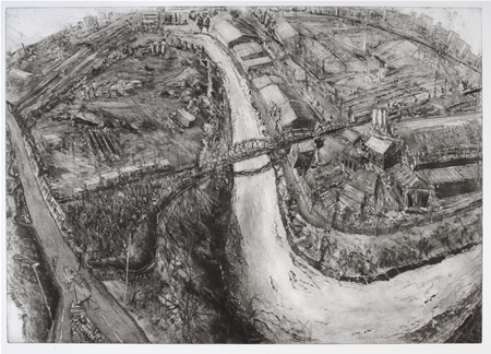 Albert Road Viaduct II Etching and aquatint 55 x 78 cm by Ros Ford